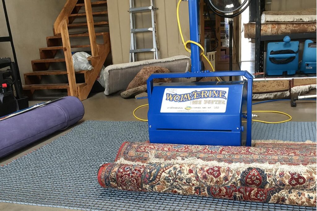 Professional area rug cleaning service team at work in Concord, CA.
