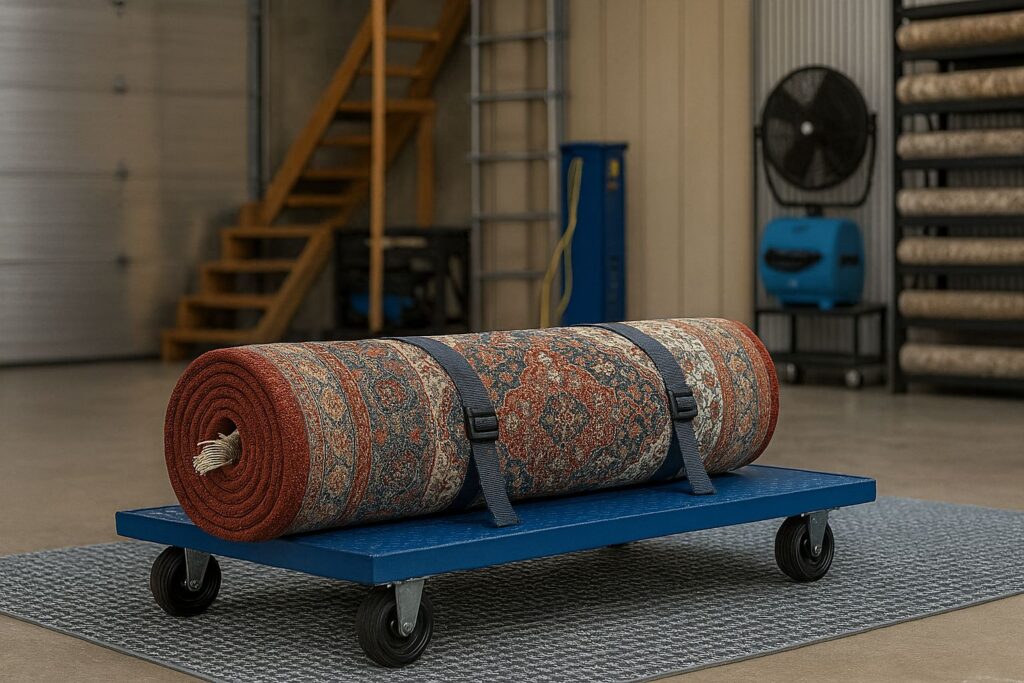 Service offerings list for Area Rug Cleaning Direct: rug cleaning, pet stain removal, and pickup/delivery.